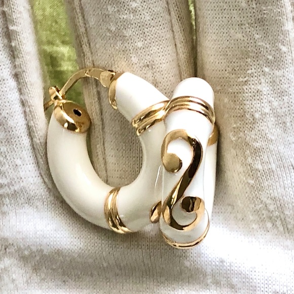 VTG Sterling Inlay Bracelet & Earring Set Ivory - Picture 6 of 7